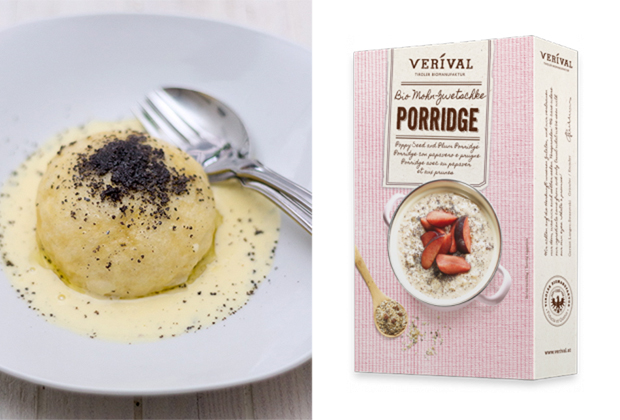 Our poppy seed and plum Porridge also contains a hint of the traditional yeast dumpling with poppy seeds